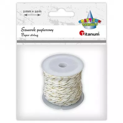 Titanum Sznurek papierowy bia�o-z�oty 2mm x 10m 10 m