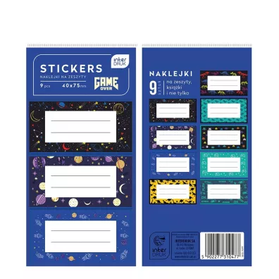Interdruk Naklejki na zeszyty Game Over 9 szt.