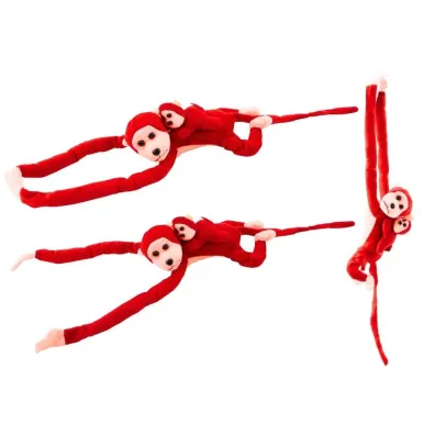 Maskotka ma�pka z dzieckiem czerwona 70cm LeanToys
