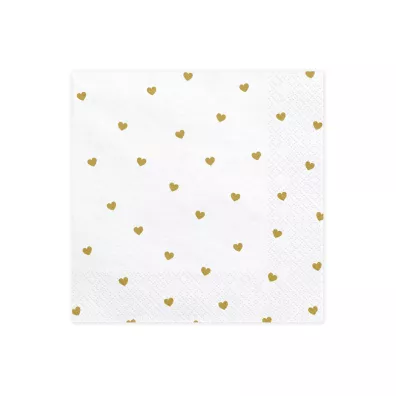 PartyDeco Serwetki Serca bia�y 33x33cm