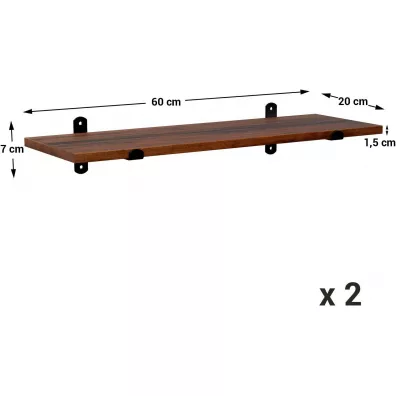 Songmics Rustykalne pki cienne 60 cm