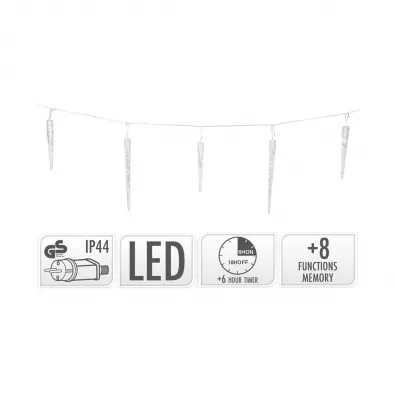H&S Decoration Lampki Sople 72 led zimny + timer biay