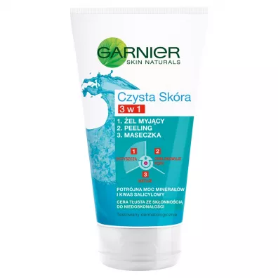 Garnier Czysta Skra 3 w 1 el myjcy peeling maseczka 150 ml