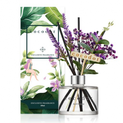 Cocodor Dyfuzor zapachowy z patyczkami i prawdziwymi kwiatami Flower Lavender April Breeze PDI30422 200 ml