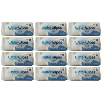 Waterwipes Chusteczki nawil�ane nas�czane czyst� wod� Biodegradowalne Zgrzewka 12 x 60 szt.