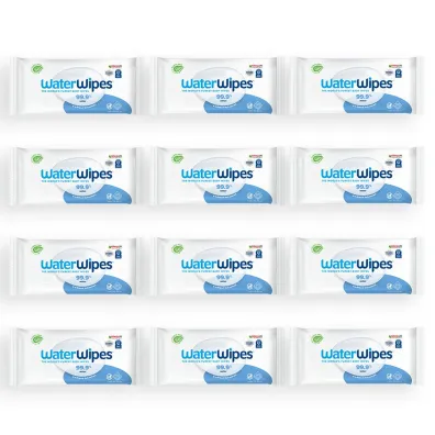 Waterwipes Chusteczki nawil�ane nas�czane czyst� wod� Biodegradowalne Zgrzewka 12 x 60 szt.