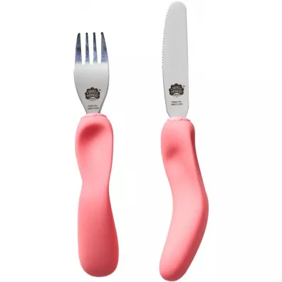 Nana`s Manners Etap 3, Sztu�ce do samodzielnego jedzenia, widelec i n�, r�owe, 3-9 lat 2 el.
