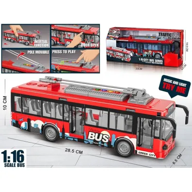 Autobus czerwony �wiat�o d�wi�ki 1:16 Madej