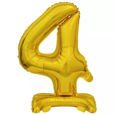 Amscan Balon foliowy mini cyfra 4 ze stopk� z�ota 22x40cm