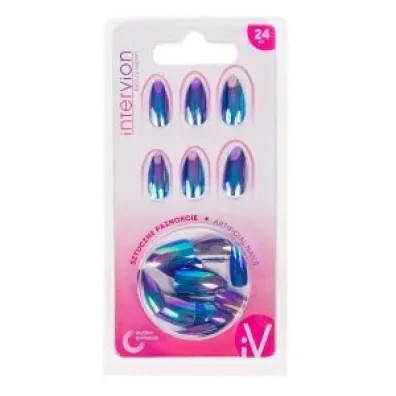 Inter Vion Paznokcie sztuczne stiletto Blue Holo 498629 24 szt.