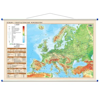 Mapa �cienna Europa polityczno fizyczna dwustronna 1:12 000 000