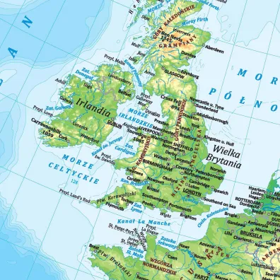 Mapa �cienna Europa polityczno fizyczna dwustronna 1:12 000 000