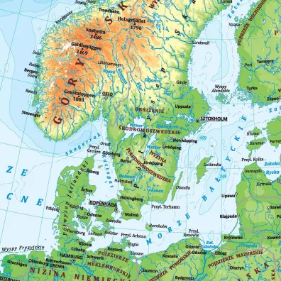 Mapa �cienna Europa polityczno fizyczna dwustronna 1:12 000 000