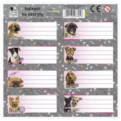 Derform Nalepki na zeszyty Cleo i Frank Pies 25 szt.
