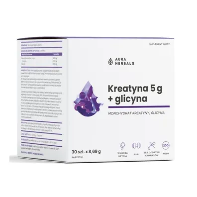 Aura Herbals Kreatyna 5 g, monohydrat + glicyna Suplement diety 30 sasz.