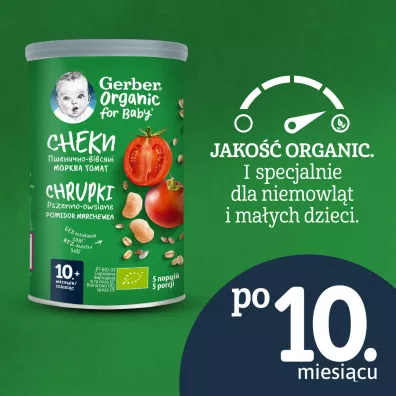 Gerber Organic Chrupki pszenno-owsiane pomidor marchewka dla niemowlt po 10 miesicu 35 g Bio