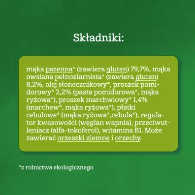 Gerber Organic Chrupki pszenno-owsiane pomidor marchewka dla niemowlt po 10 miesicu 35 g Bio