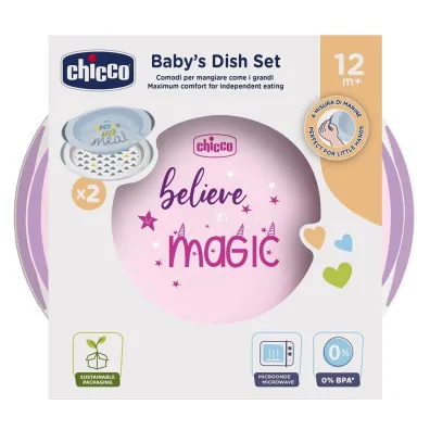 Chicco Zestaw dw�ch talerzy 12m+ r�owy