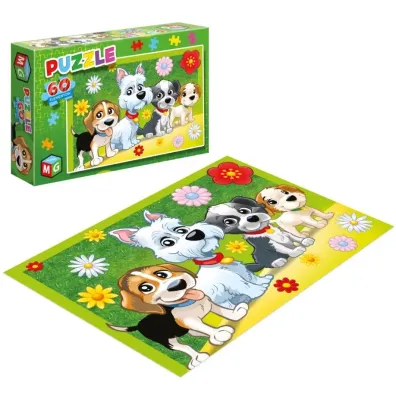 Puzzle 60 el. Pieski kwiatki Multigra
