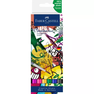 Faber-Castell Pisak akwarelowy goldfaber aqua dwustronny zestaw graffiti 6 szt.