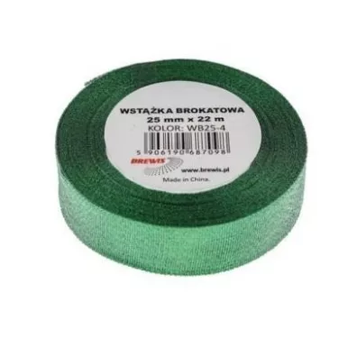 Brewis Wst��ka brokatowa zielona 25mm x 22m