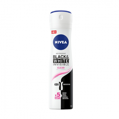 Nivea Invisible Black&White antyperspirant spray 48H Clear 150 ml