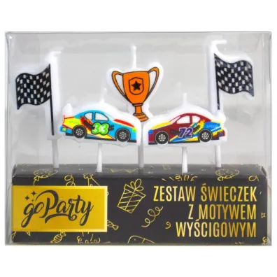GoParty Zestaw �wieczek urodzinowych Motyw wy�cigowy