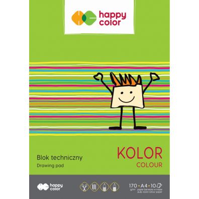 Happy Color Blok techniczny, kolorowy, A4, 170g, 10 arkuszy 10 kartek