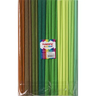 Happy Color Bibu�a marszczona MIX zielony, 8 kolor�w, 25x200 cm, 10 rolek 25 x 200 cm