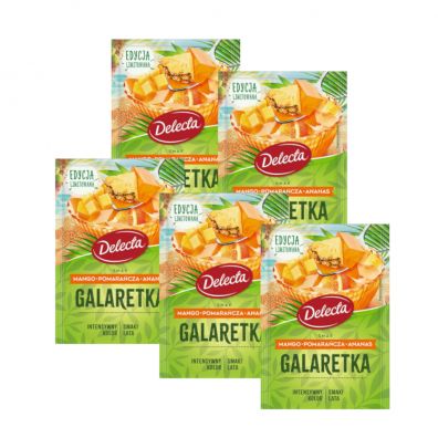 Delecta Galaretka smak mango, pomaracz i ananas Zestaw 5 x 50 g