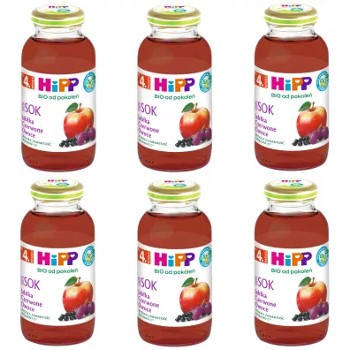 Hipp Sok 100% jabka czerwone owoce po 4. miesicu zestaw 6 x 200 ml Bio
