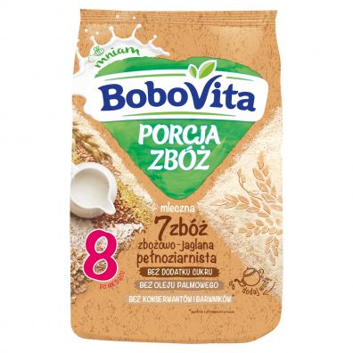 BoboVita Porcja Zb Kaszka mleczna 7 zb zboowo-jaglana penoziarnista po 8. miesicu 210 g