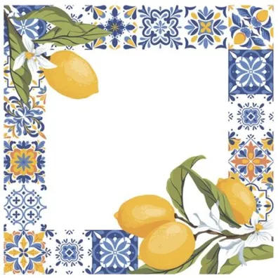 Serwetki Lunch Daisy - Frame with Tiles and Lemon Branches SDOG043001