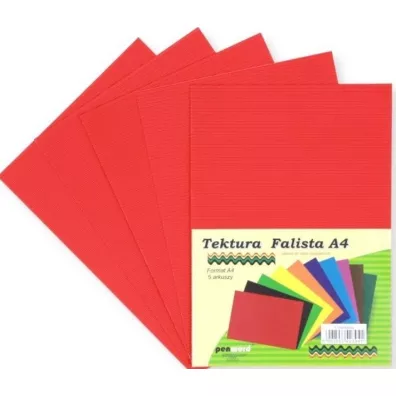 Penword Tektura A4 falista czerwona 5 szt.
