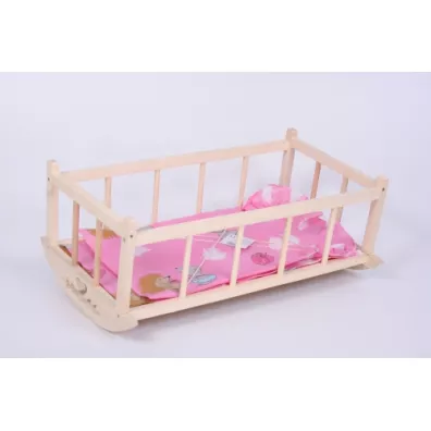 Ko�yska drewniana 52x34x22 z po�ciel� we wzory MALIMAS 154248