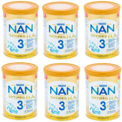 Nestle Nan Optipro HA 3 Mleko modyfikowane w proszku dla dzieci powy�ej 1. roku Zestaw 6 x 400 g