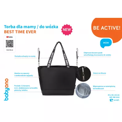 Babyono Torba dla mamy do wzka Best Time Ever czarny