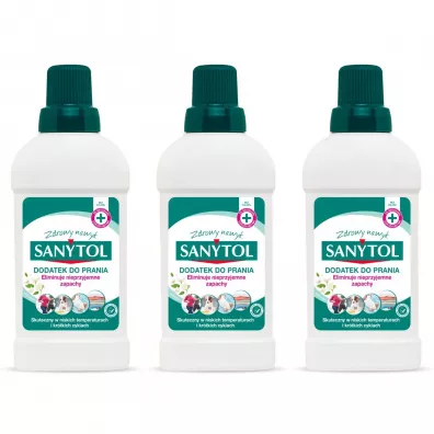 Sanytol Dezynfekuj�cy dodatek do prania o zapachu bia�ych kwiat�w Zestaw 3 x 500 ml