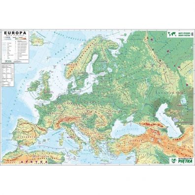 Europa 1:3 300 000 Mapa fizyczna konturowa cienna