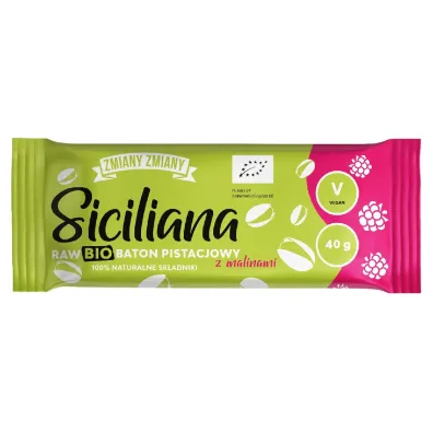 Zmiany Zmiany Baton pistacjowy z malinami "siciliana raw" bezglutenowy 40 g Bio