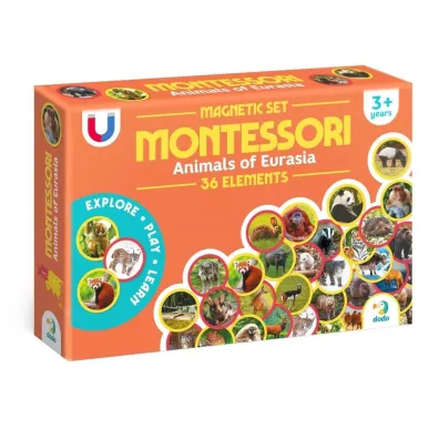 Magnes zwierz�ta Euroazji 36szt 50mm Montessori MAKSIK DOB1094K Dodo