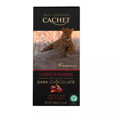 Cachet Czekolada deserowa z wi�ni� i migda�ami 100 g Bio