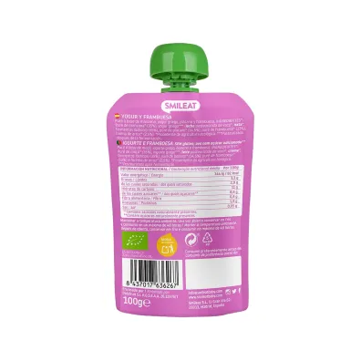 Smileat Mus z ekologicznymi malinami i jogurtem po 9 miesi�cu Zestaw 6 x 100 g Bio