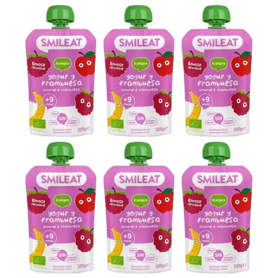 Smileat Mus z ekologicznymi malinami i jogurtem po 9 miesi�cu Zestaw 6 x 100 g Bio
