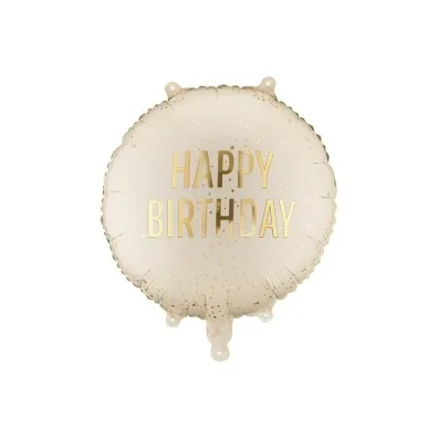 PartyDeco Balon foliowy pastylka Happy Birthday 35x35cm