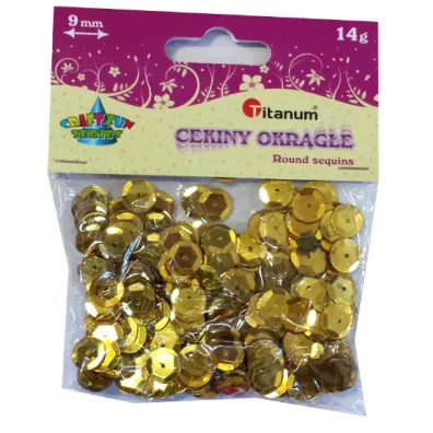 Titanum Cekiny okrge metaliczne zote 9mm, 14g