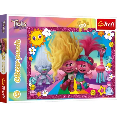 Puzzle 100 el. Glitter. B�yszcz�ce Trolle Trefl
