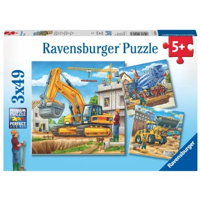 Puzzle 3x49 el. Du�e pojazdy budowlane Ravensburger