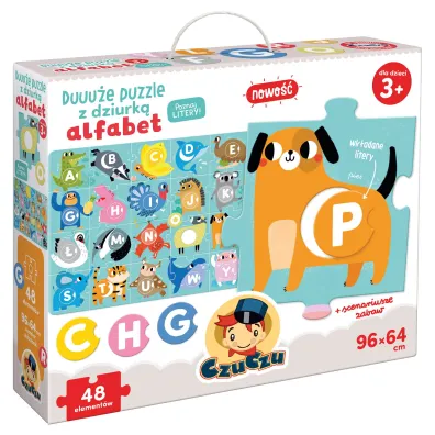 Duuu�e puzzle z dziurk� 48 el. Alfabet Bright Junior Media