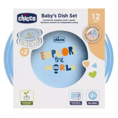 Chicco Zestaw dw�ch talerzy 12m+ niebieski